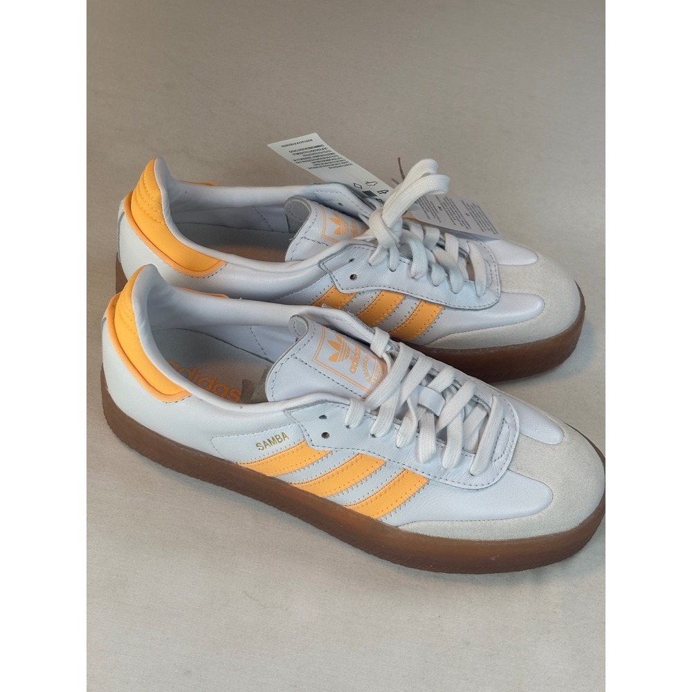 Adidas Sambae J White Orange Platform Gum Sneakers JP9533 Kids 6.5 Womens 8